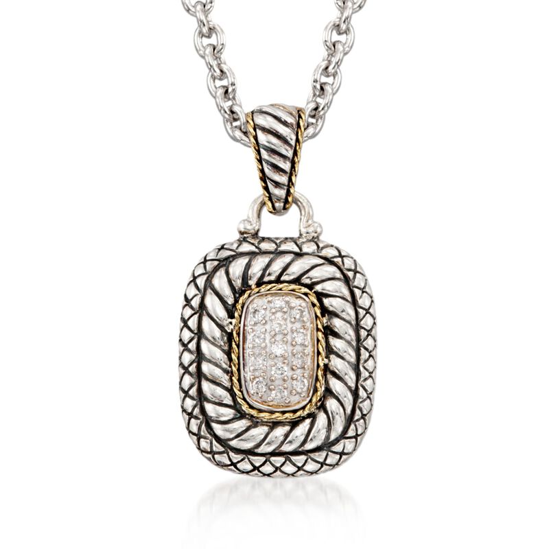 Andrea Candela .19 ct. t.w. Diamond Necklace in 18kt Yellow Gold and Sterling Silver. 18&quot; image number 1