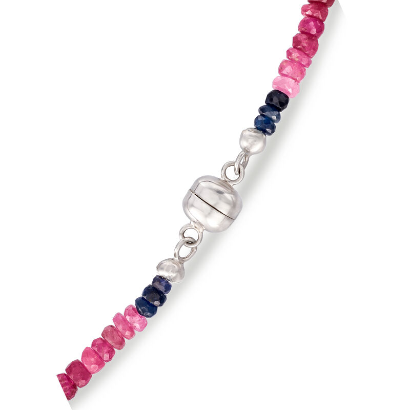 Multi-Gem Rondelle Bead Necklace with Sterling Silver image number 3