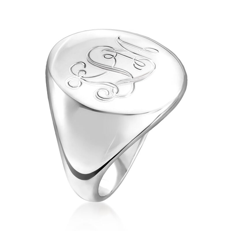 Sterling Silver Personalized Signet Ring image number 2
