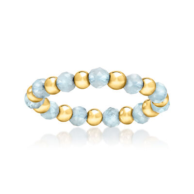 1.20 ct. t.w. Aquamarine Bead Stretch Ring with 14kt Yellow Gold