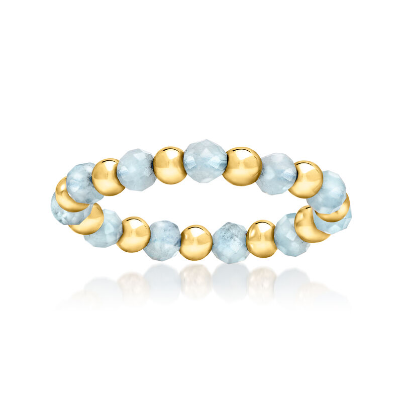 1.20 ct. t.w. Aquamarine Bead Stretch Ring with 14kt Yellow Gold image number 0