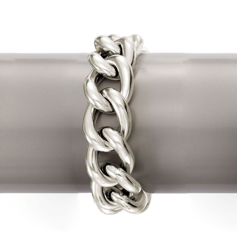 Italian Sterling Silver Curb-Link Bracelet image number 2