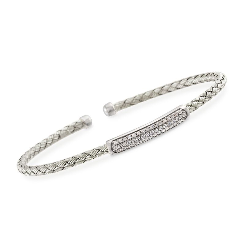 Charles Garnier &quot;Nardini&quot; .40 ct. t.w. CZ Station Bracelet in Sterling Silver. 7&quot; image number 0