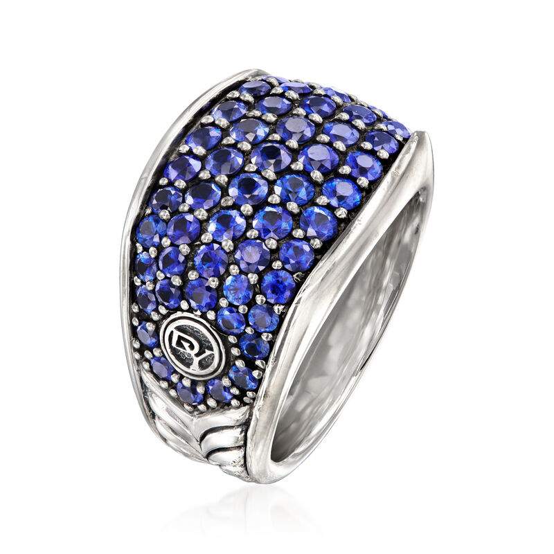 C. 2000 Vintage Men's David Yurman 5.50 ct. t.w. Sapphire Ring in Sterling Silver image number 1