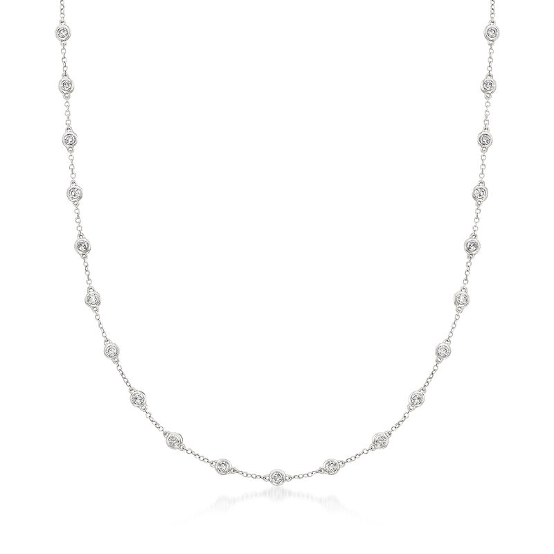 2.00 ct. t.w. Bezel-Set Diamond Station Necklace in 14kt White Gold image number 0