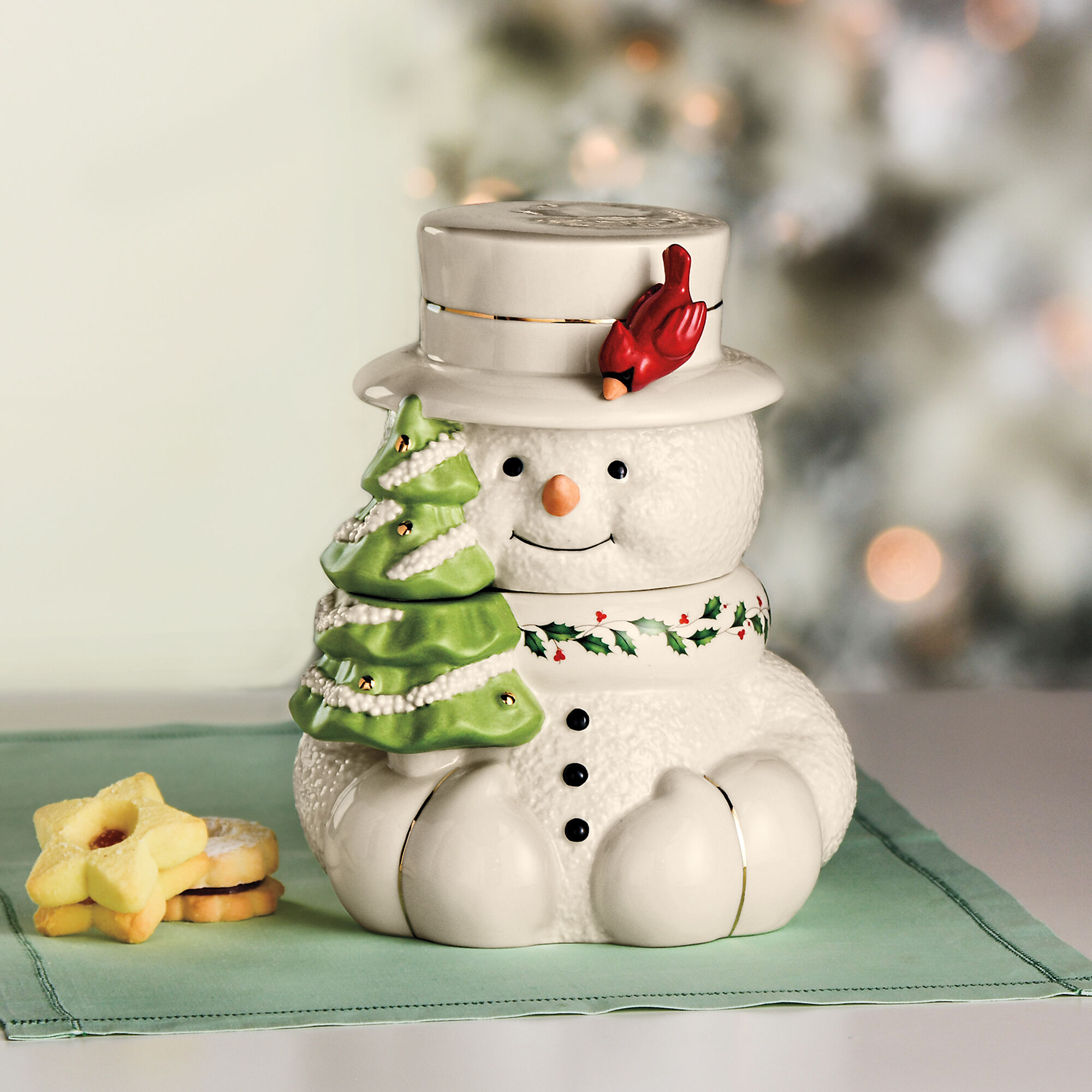 Lenox Happy Holly Days Snowman Cookie Jar | Ross Simons