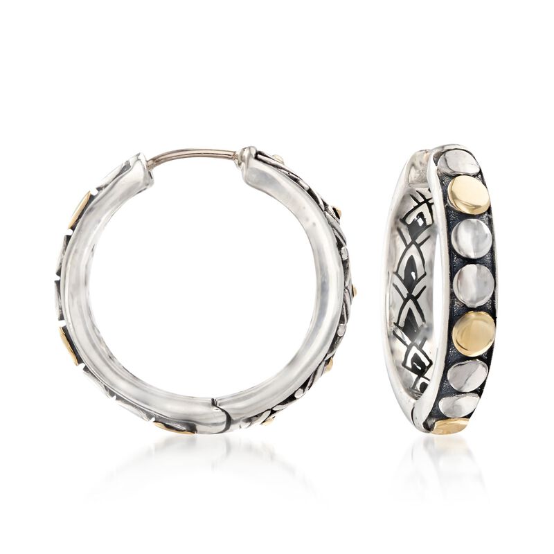 Phillip Gavriel &quot;Dragonfly&quot; Sterling Silver and 18kt Gold Hoop Earrings image number 2