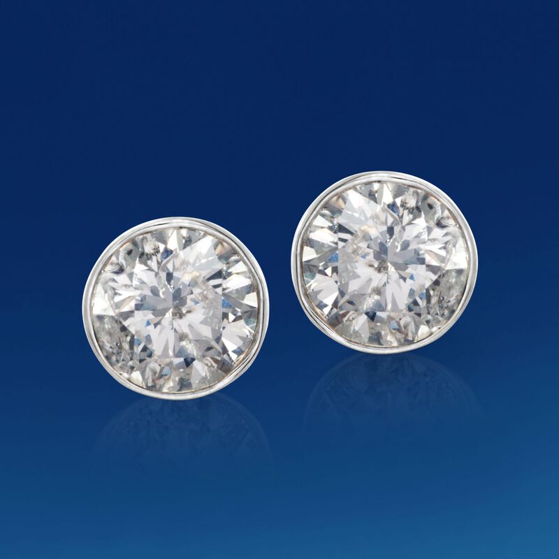 1.00 ct. t.w. Bezel-Set Diamond Stud Earrings in 14kt White Gold image number 5