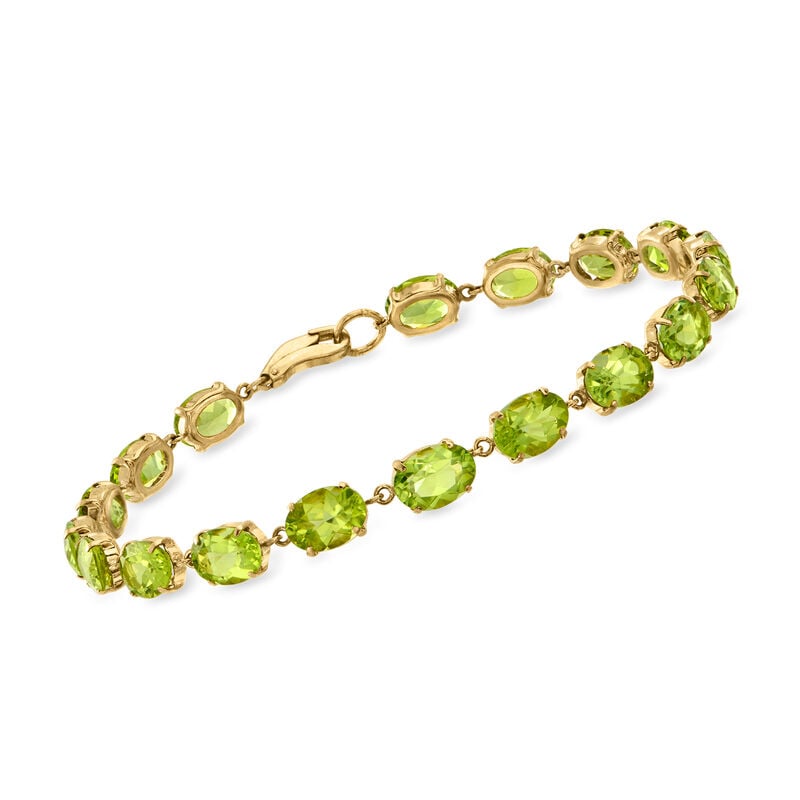 C. 1990 Vintage 14.80 Peridot Bracelet in 18kt Yellow Gold. 7" image number 0