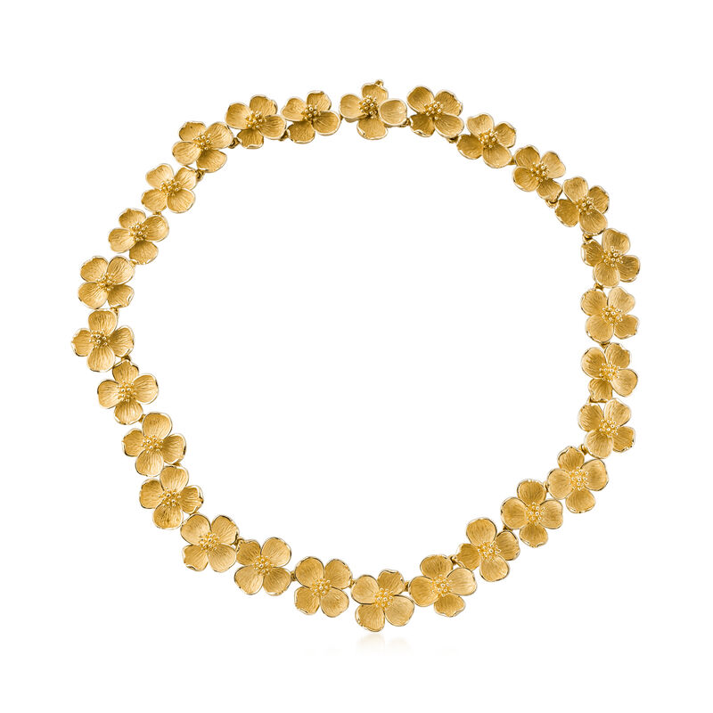 C. 1990 Vintage Tiffany Jewelry Dogwood Flower Necklace in 18kt Yellow Gold image number 0
