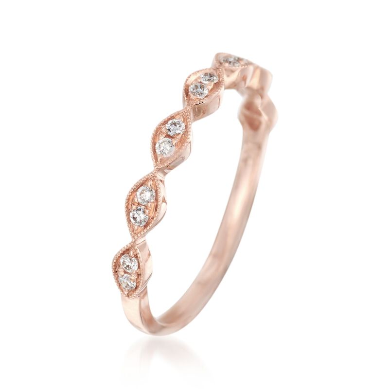 Henri Daussi .12 ct. t.w. Diamond Wedding Ring in 14kt Rose Gold image number 2