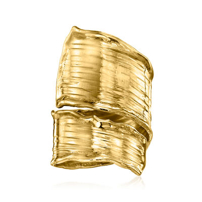 Italian 18kt Gold Over Sterling Lined Bypass Ring