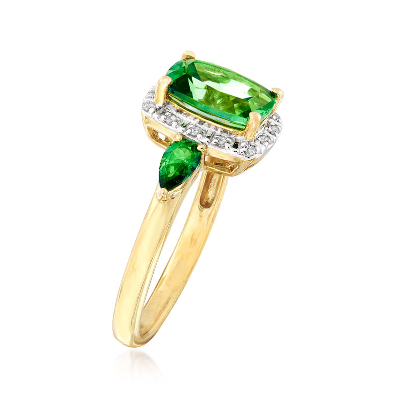 2.46 ct. t.w. Green and White Swarovski Topaz Ring in Sterling Silver and 18kt Gold Over Sterling image number 2
