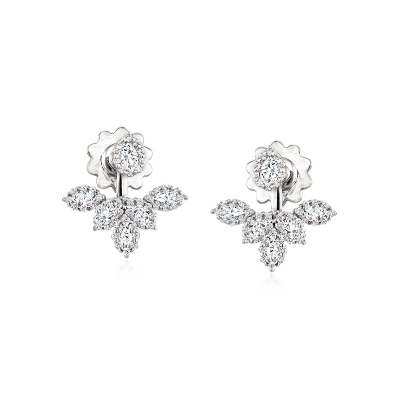 C. 1990 Vintage 1.87 ct. t.w. Diamond Front-Back Earrings in 18kt White Gold image number 0