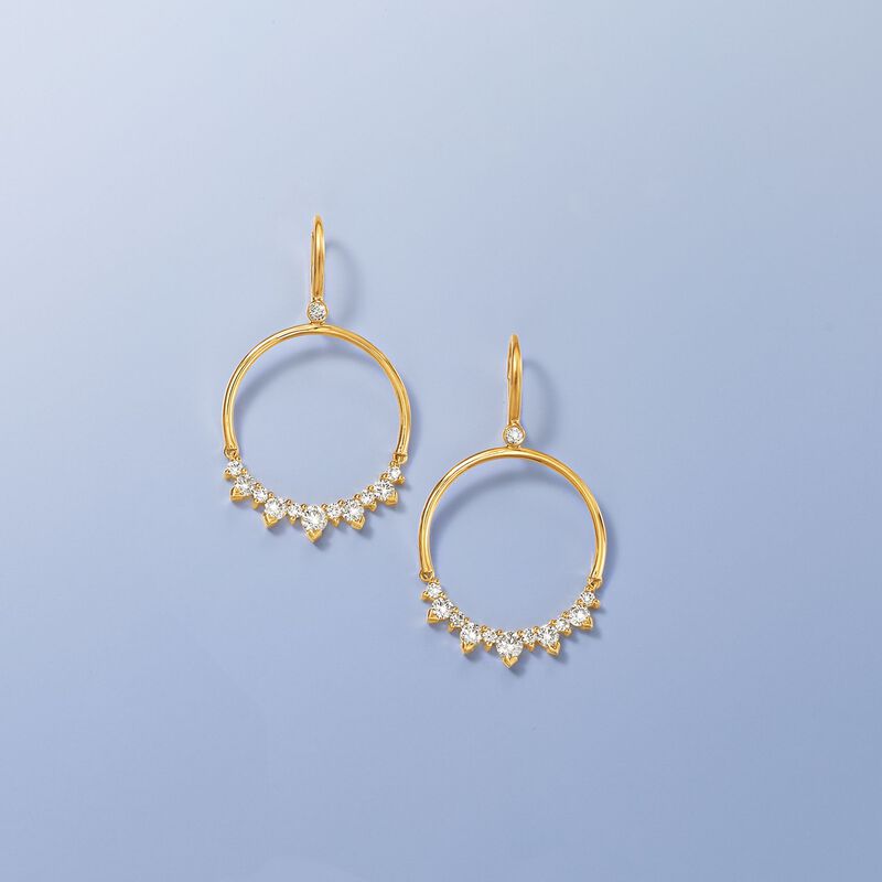 1.45 ct. t.w. Diamond Open Circle Drop Earrings in 14kt Yellow Gold image number 2