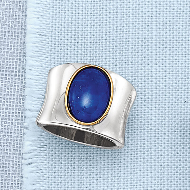 Lapis Ring in Sterling Silver with 14kt Yellow Gold image number 3