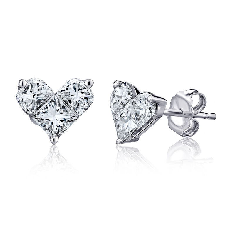 1.02 ct. t.w. Diamond Heart Earrings in 18kt White Gold image number 1