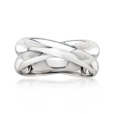 Sterling Silver Puffed Crisscross Ring