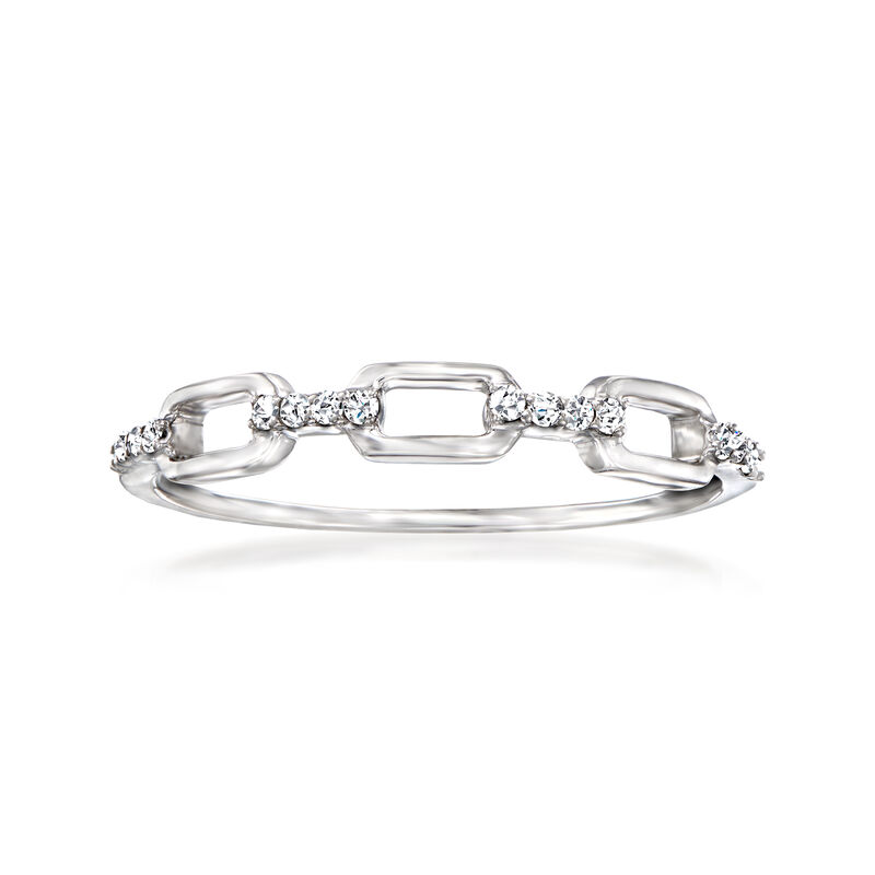 Diamond Paper Clip Link Ring in Sterling Silver image number 0