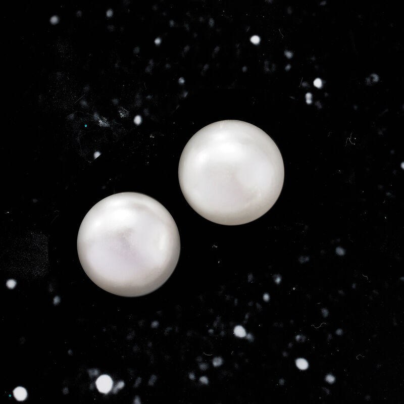14-15mm Cultured Pearl Stud Earrings in Sterling Silver image number 2