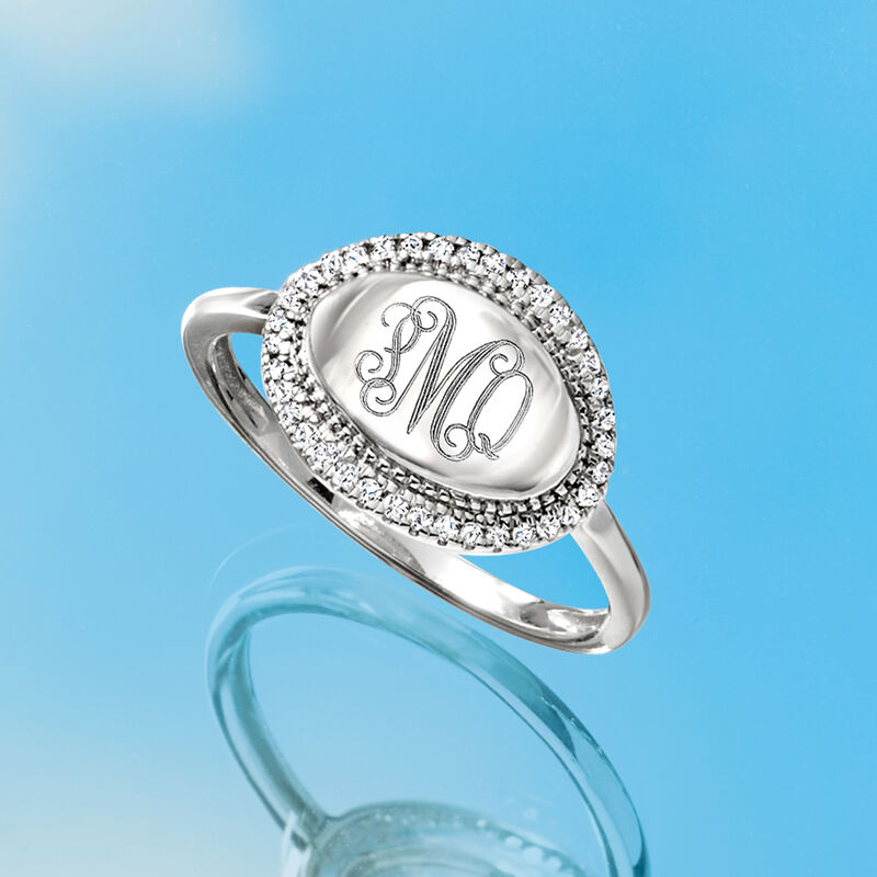 .10 ct. t.w. Diamond Personalized Oval Ring in Sterling Silver image number 5