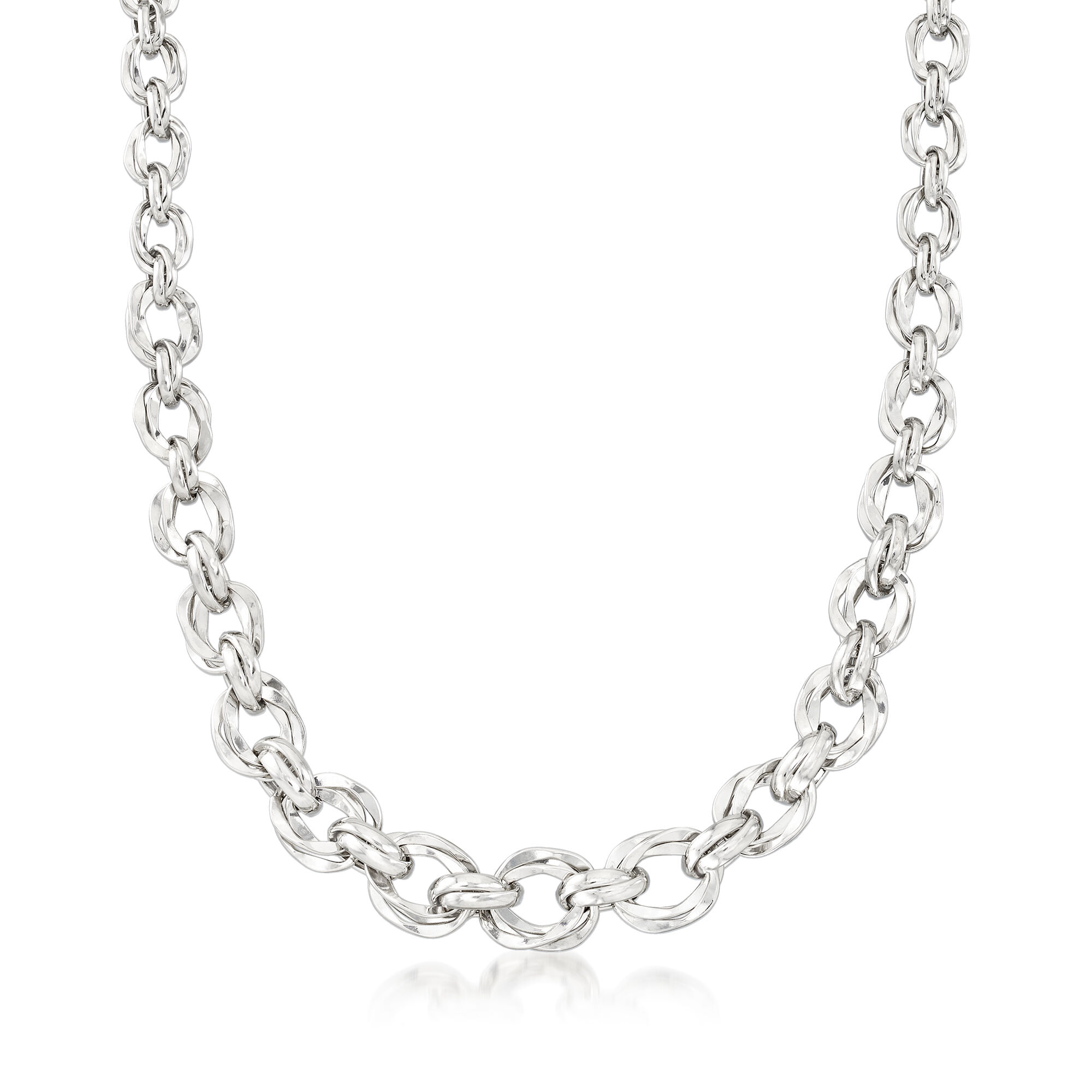 Sterling Silver Graduated Oval-Link Necklace Sterling Silver Graduated Oval-Link Necklace