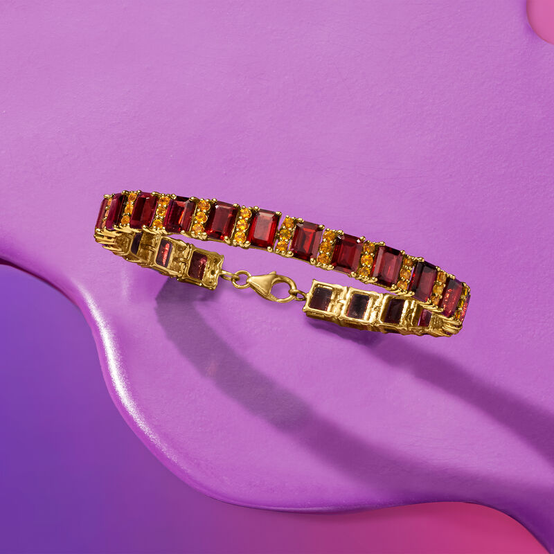 25.00 ct. t.w. Garnet Bracelet with 2.00 ct. t.w. Citrines in 18kt Gold Over Sterling image number 2