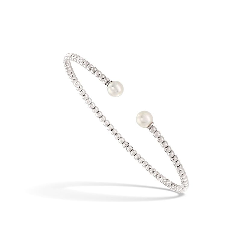 5.5-6mm Cultured Freshwater Pearl Cuff Bracelet in Sterling Silver. 7.5&quot; image number 2