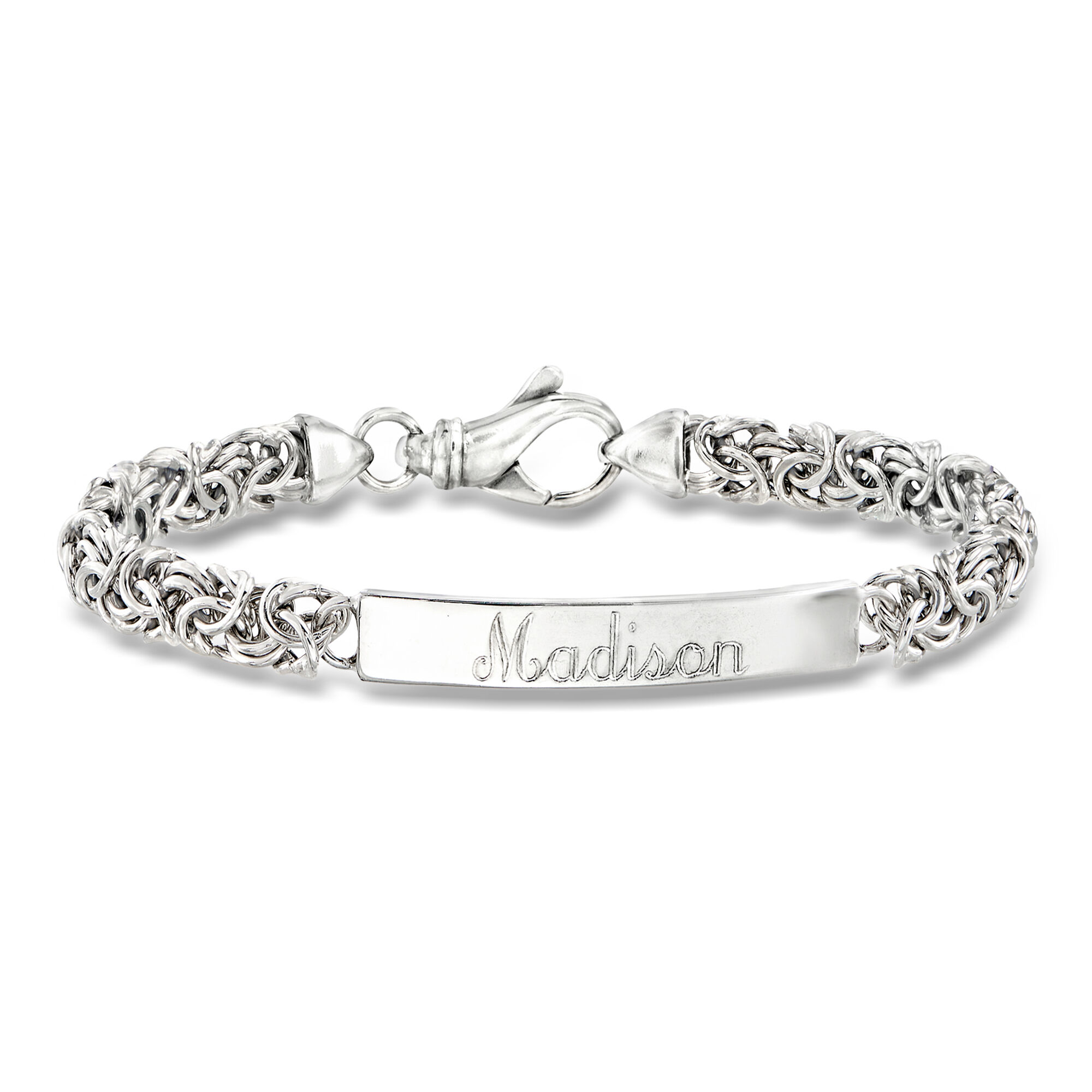 Name - Italian Sterling Silver Byzantine ID Bracelet. 7&quot