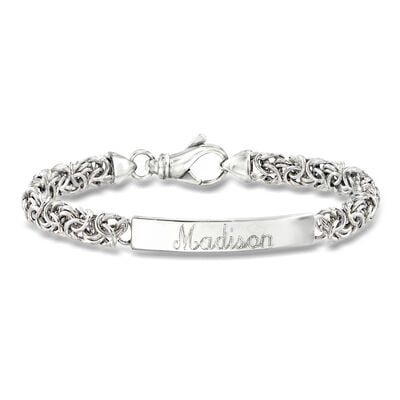 Italian Sterling Silver Byzantine Personalized ID Bracelet