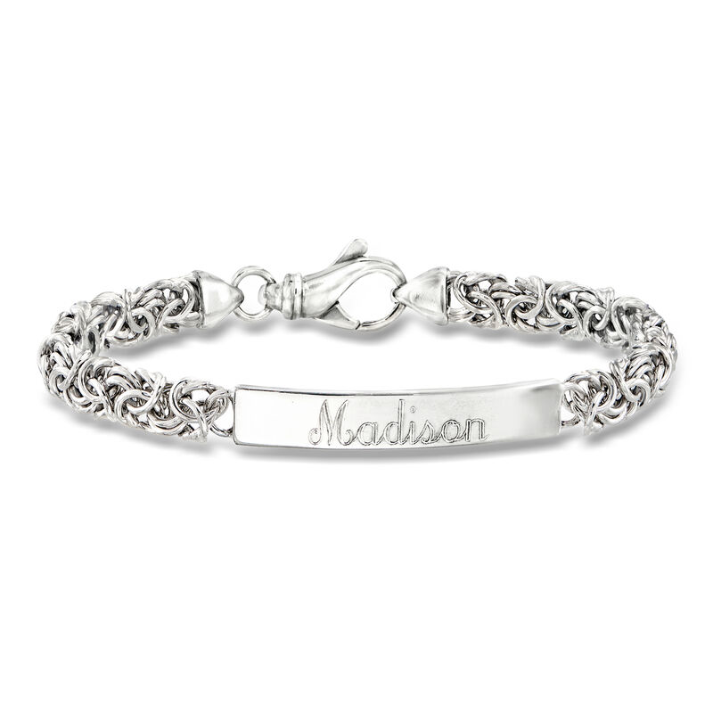 Italian Sterling Silver Byzantine Personalized ID Bracelet image number 0