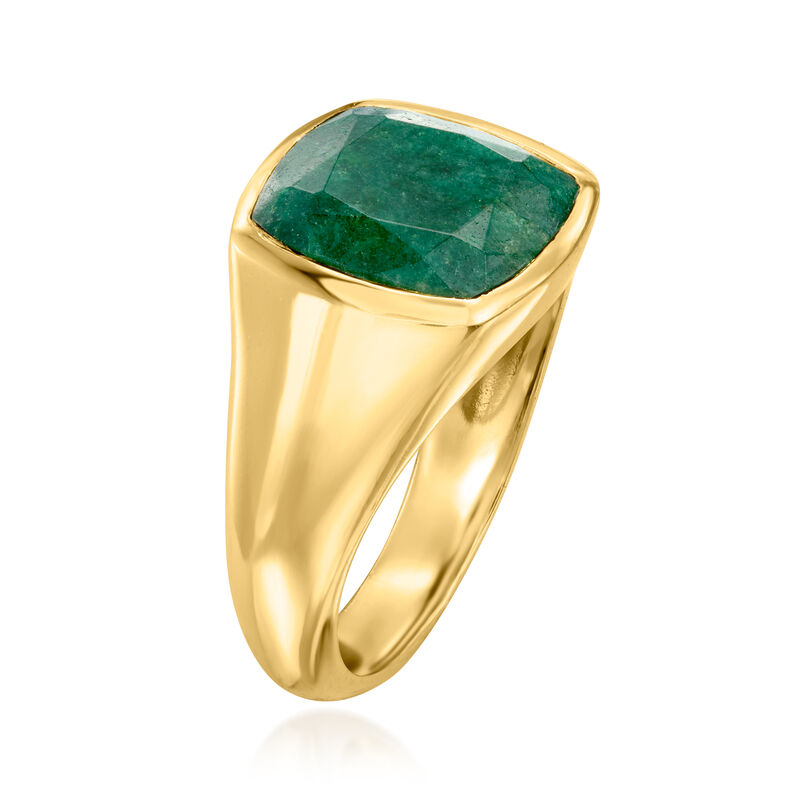 14kt Yellow Gold-Plated Ring with 6.00 Carat Emerald image number 2