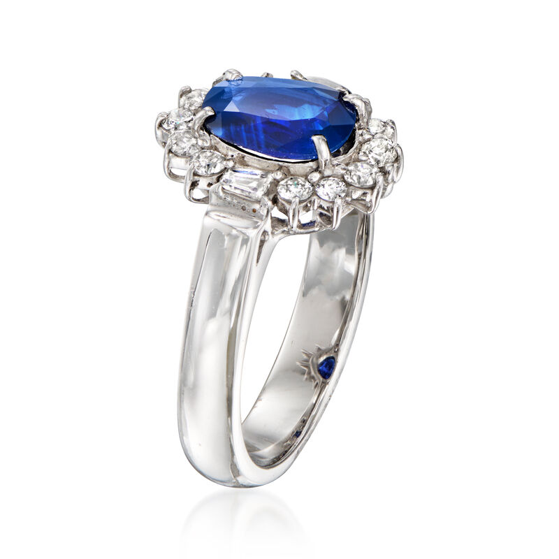 C. 1990 Vintage 1.14 Carat Sapphire and .50 ct. t.w. Diamond Ring in 18kt White Gold. Size 5.5 image number 2