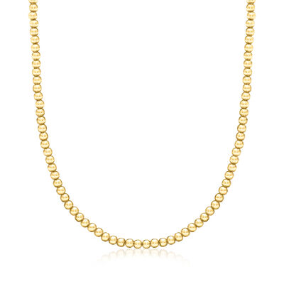 Italian 4mm 18kt Gold Over Sterling Bead-Chain Necklace