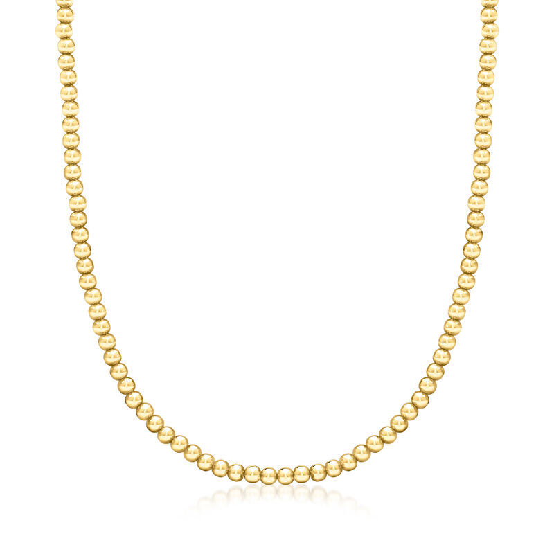 Italian 4mm 18kt Gold Over Sterling Bead-Chain Necklace image number 0