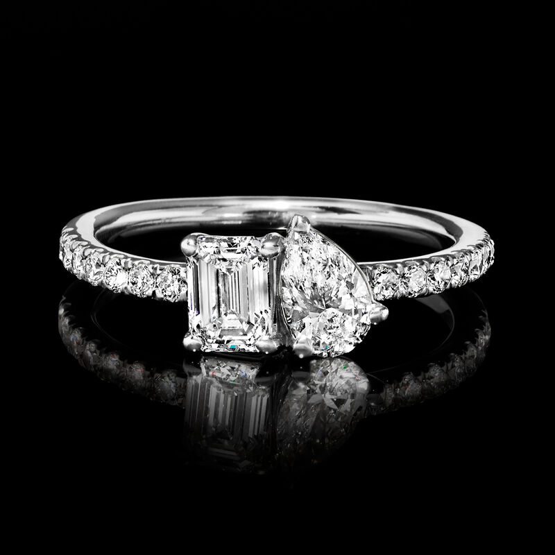 1.25 ct. t.w. Lab-Grown Diamond Toi et Moi Ring in 14kt White Gold. Size 7 image number 3