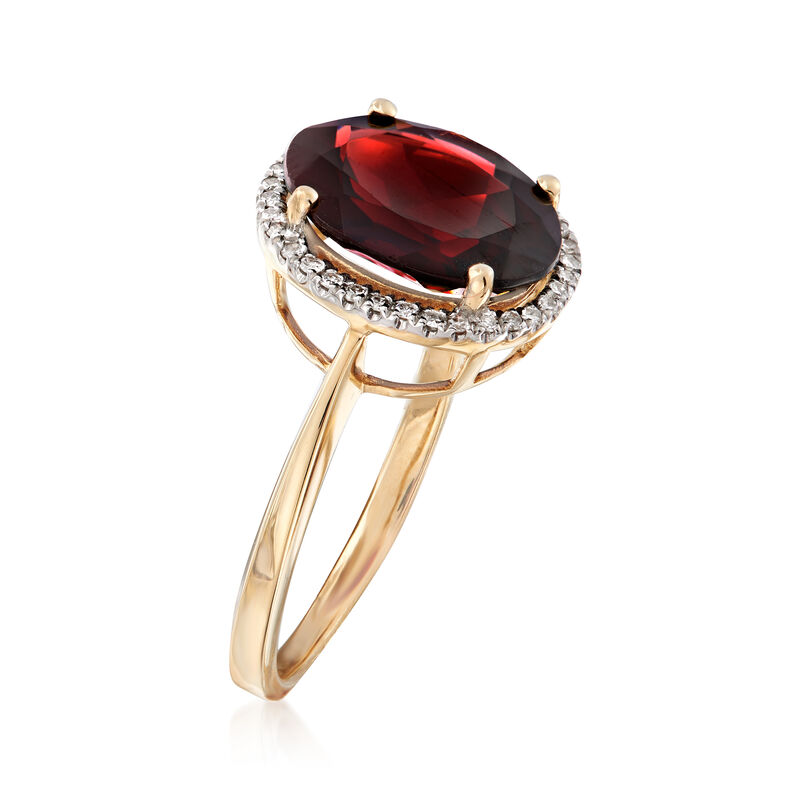 5.25 Carat Oval Garnet and .10 ct. t.w. Diamond Ring in 14kt Yellow Gold image number 2