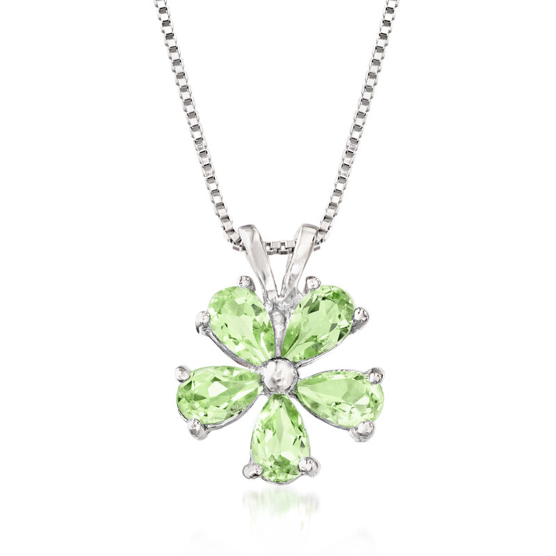 1.25 ct. t.w. Peridot Flower Pendant Necklace in Sterling Silver. 18&quot; image number 1
