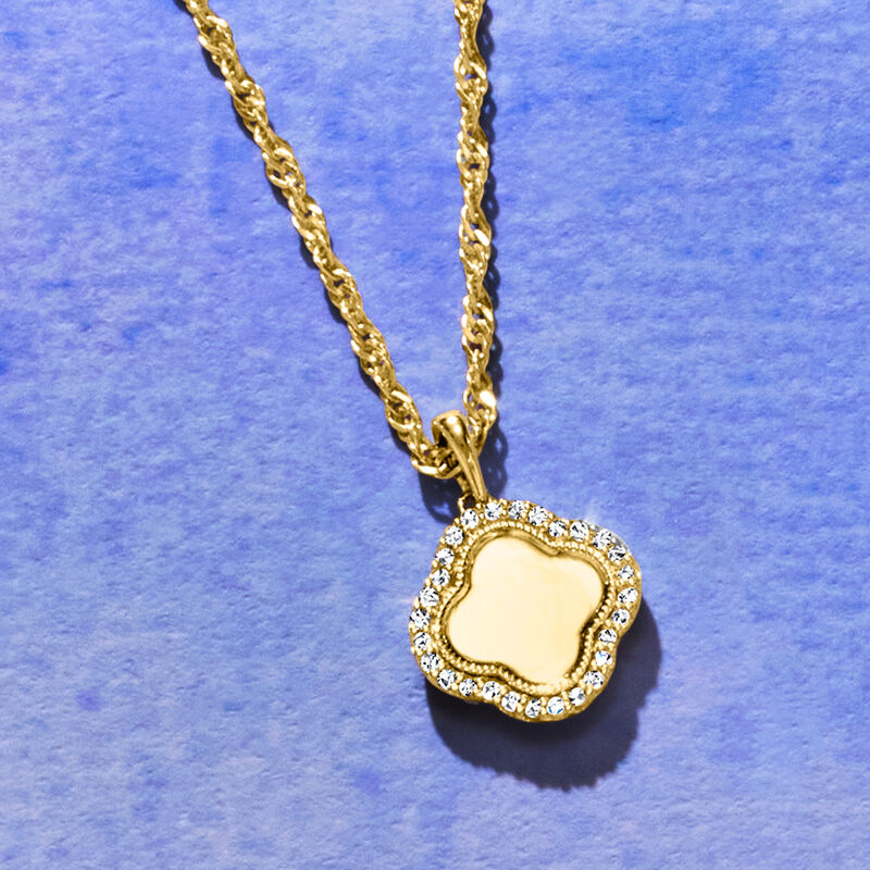 .15 ct. t.w. Diamond Clover Pendant Necklace in 18kt Gold Over Sterling image number 3