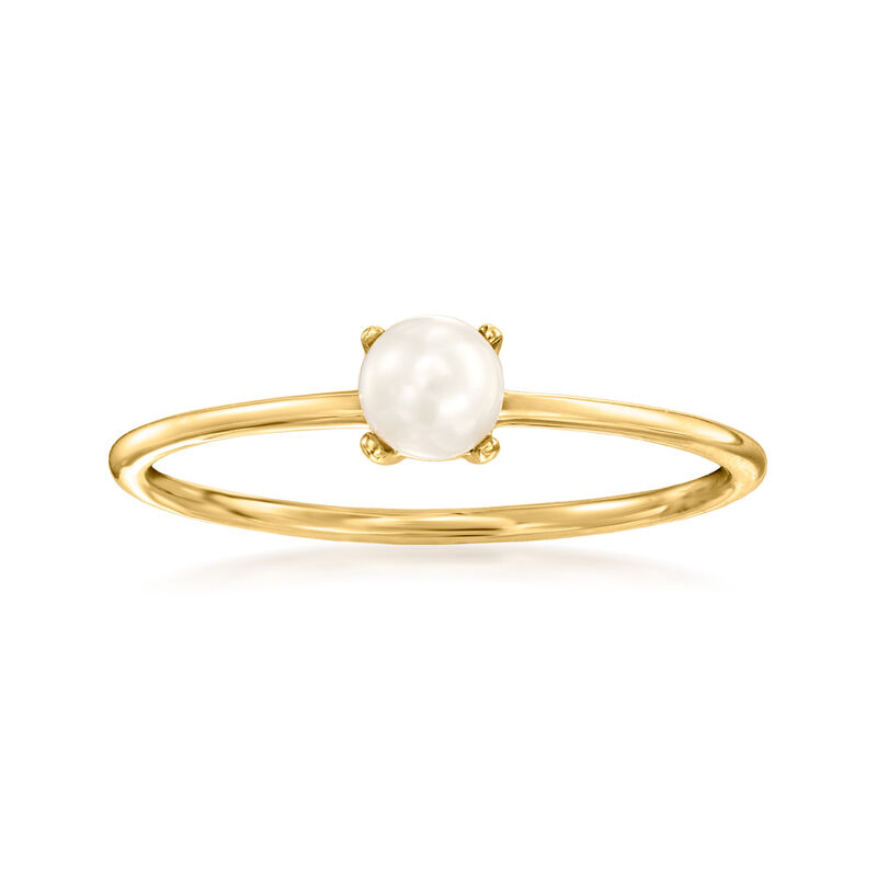 4mm Cultured Pearl Ring in 14kt Yellow Gold. Size 7 image number 0