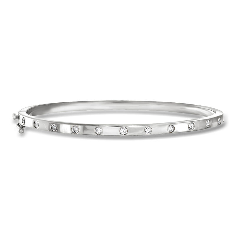 .50 ct. t.w. Diamond Dotted Bangle Bracelet in 14kt White Gold. 7" image number 0