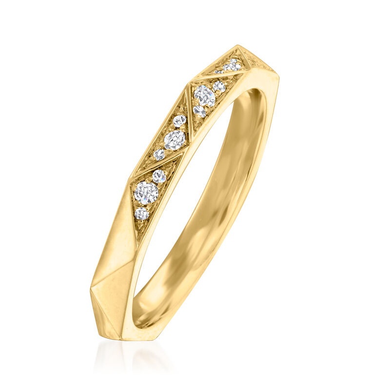 Henri Daussi .17 ct. t.w. Pave Diamond Geometric Wedding Band in 18kt Yellow Gold image number 2