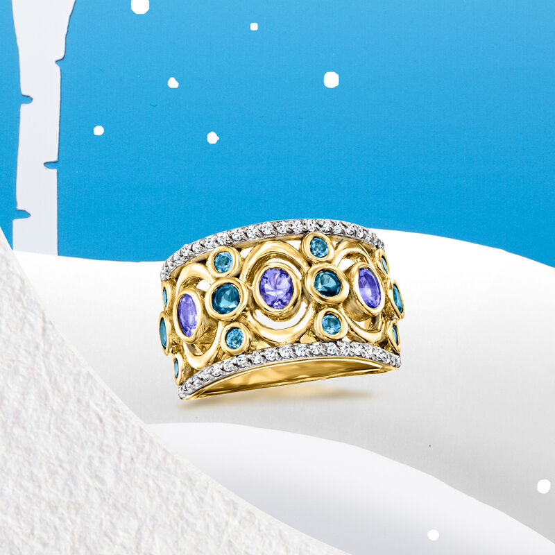 1.80 ct. t.w. Multi-Gemstone Ring in 18kt Gold Over Sterling image number 4