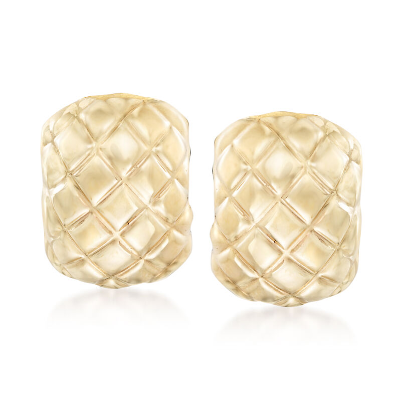 14kt Yellow Gold Quilted Clip-On Earrings image number 0