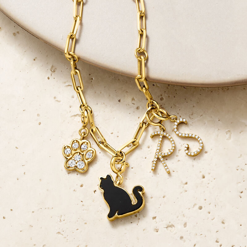 .40 ct. t.w. White Topaz Paw Print Charm in 18kt Gold Over Sterling  image number 3