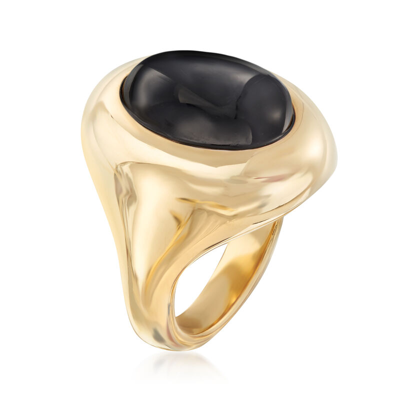 Andiamo Black Onyx and 14kt Yellow Gold Over Resin Ring image number 2
