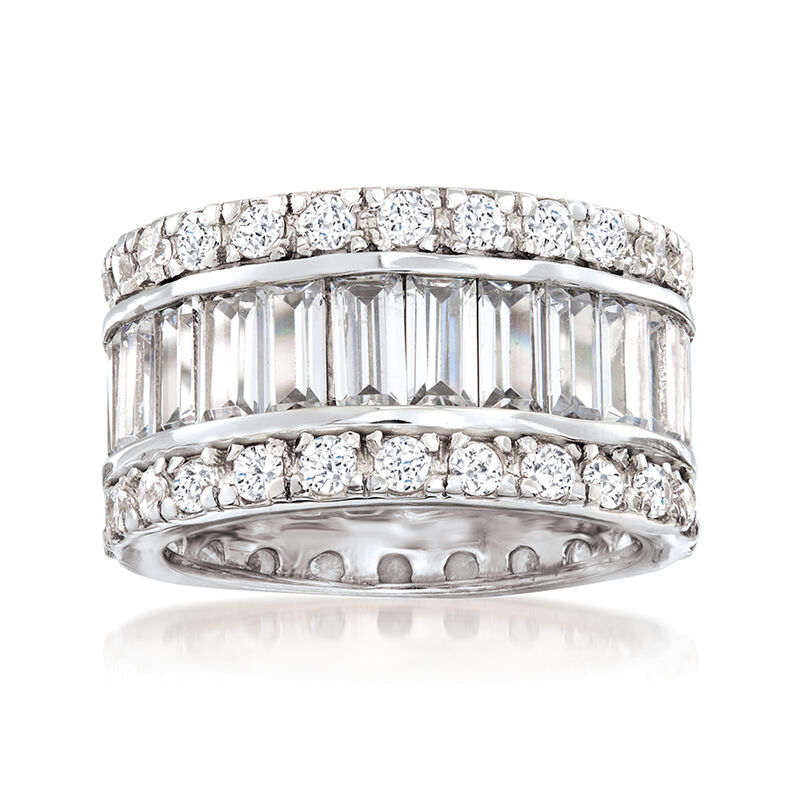 6.95 ct. t.w. Baguette and Round CZ Eternity Band in Sterling Silver image number 0