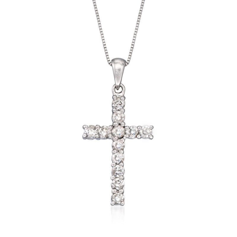 .50 ct. t.w. Diamond Cross Pendant Necklace in 14kt White Gold image number 0