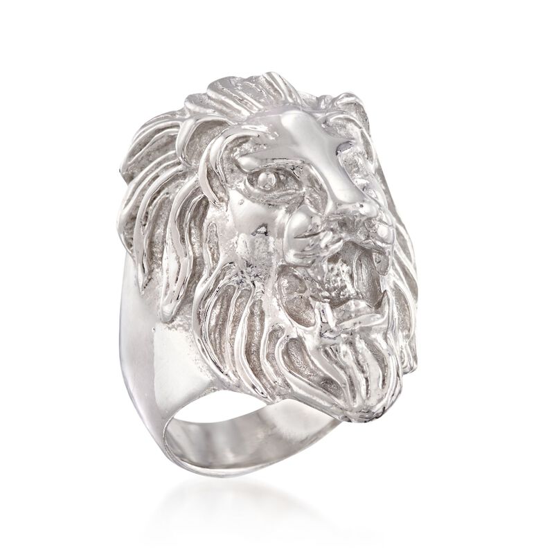 Italian Sterling Silver Lion Head Ring image number 3