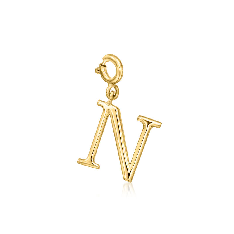 N - 18kt Gold Over Sterling Initial Charm  image number 0